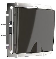 Розетка с заземлением без рамки Werkel 1-м. крышка шторки IP44 серо-коричневый глянцевый картинка